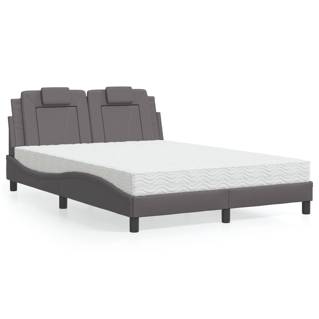 vidaXL Κρεβάτι Viana με Στρώμα Γκρι 140x200εκ. από Συνθετικό Δέρμα