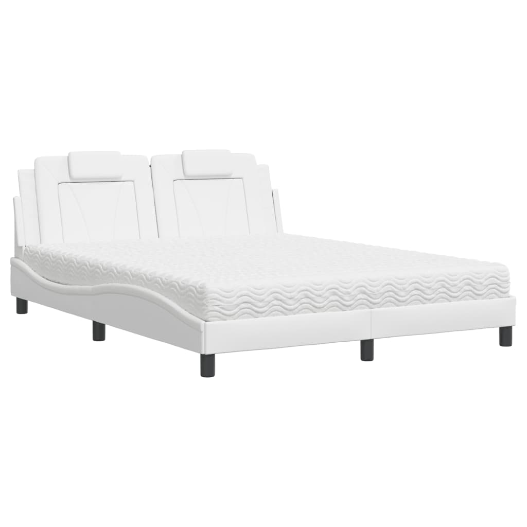 vidaXL Κρεβάτι Viana με Στρώμα Λευκό 160x200εκ.από Συνθετικό Δέρμα