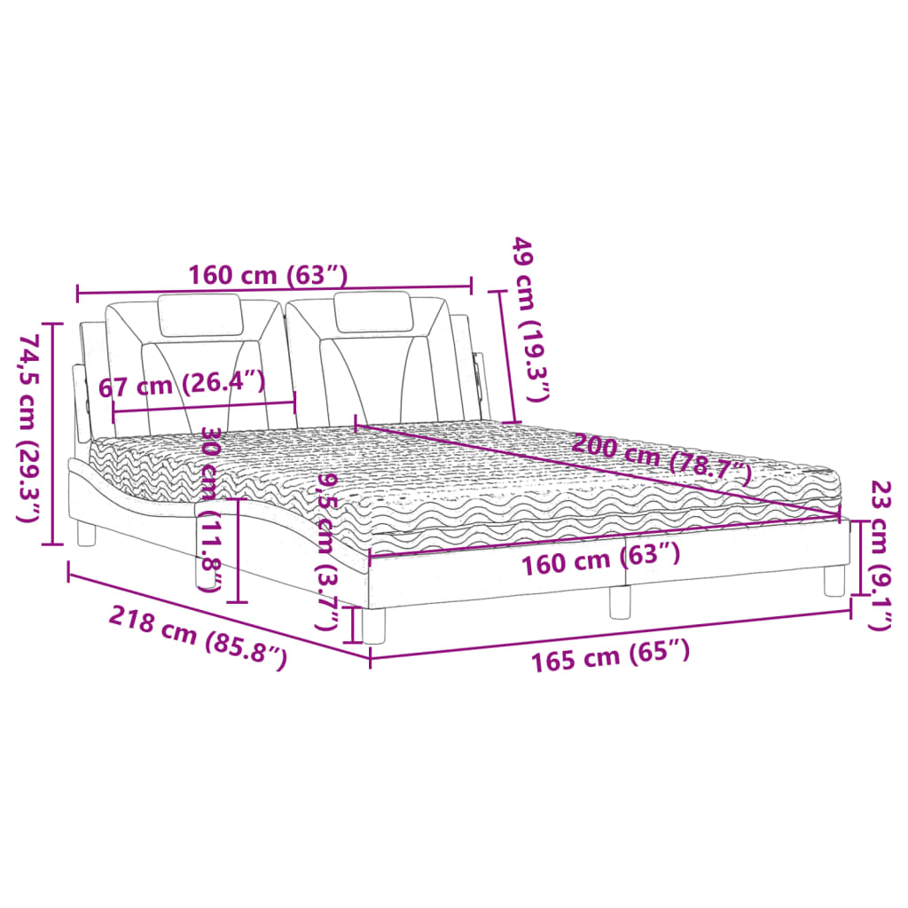 vidaXL Κρεβάτι Viana με Στρώμα Καφέ 160x200εκ. από Συνθετικό Δέρμα