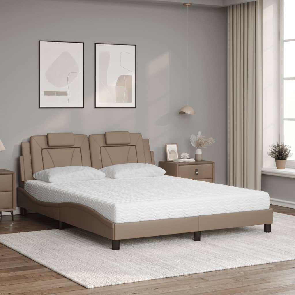 vidaXL Κρεβάτι Viana με Στρώμα Καπουτσίνο 160x200εκ.από Συνθ.Δέρμα