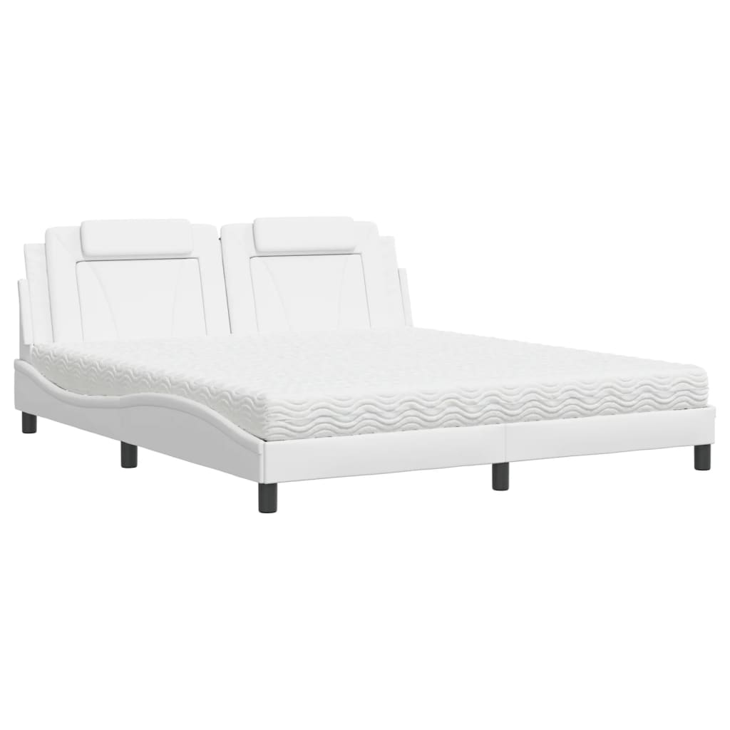 vidaXL Κρεβάτι Viana με Στρώμα Μαύρο 180x200 εκ. από Συνθετικό δέρμα