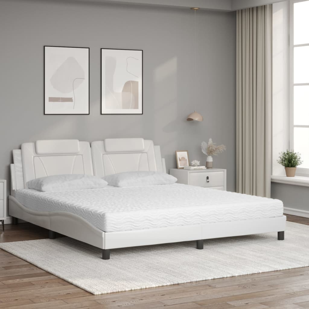 vidaXL Κρεβάτι Viana με Στρώμα Μαύρο 180x200 εκ. από Συνθετικό δέρμα