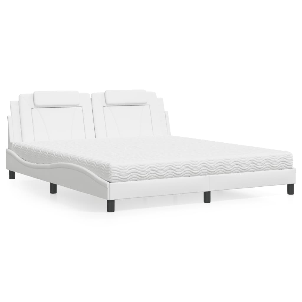 vidaXL Κρεβάτι Viana με Στρώμα Μαύρο 180x200 εκ. από Συνθετικό δέρμα