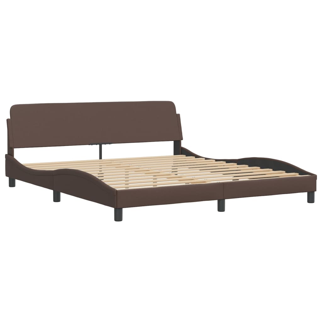 vidaXL Κρεβάτι Viana με Στρώμα Καφέ 180x200 εκ. Συνθετικό Δέρμα