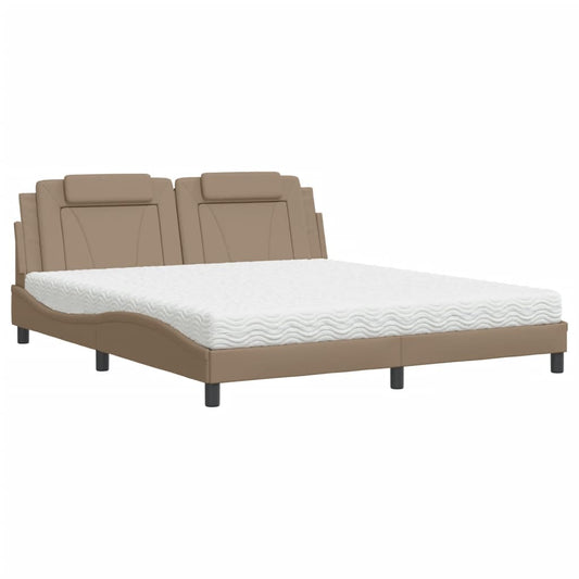 vidaXL Κρεβάτι Viana με Στρώμα Καπουτσίνο 180x200 εκ. Συνθ. Δέρμα