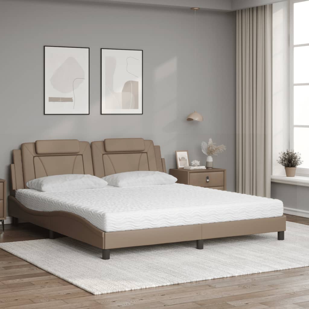 vidaXL Κρεβάτι Viana με Στρώμα Καπουτσίνο 180x200 εκ. Συνθ. Δέρμα