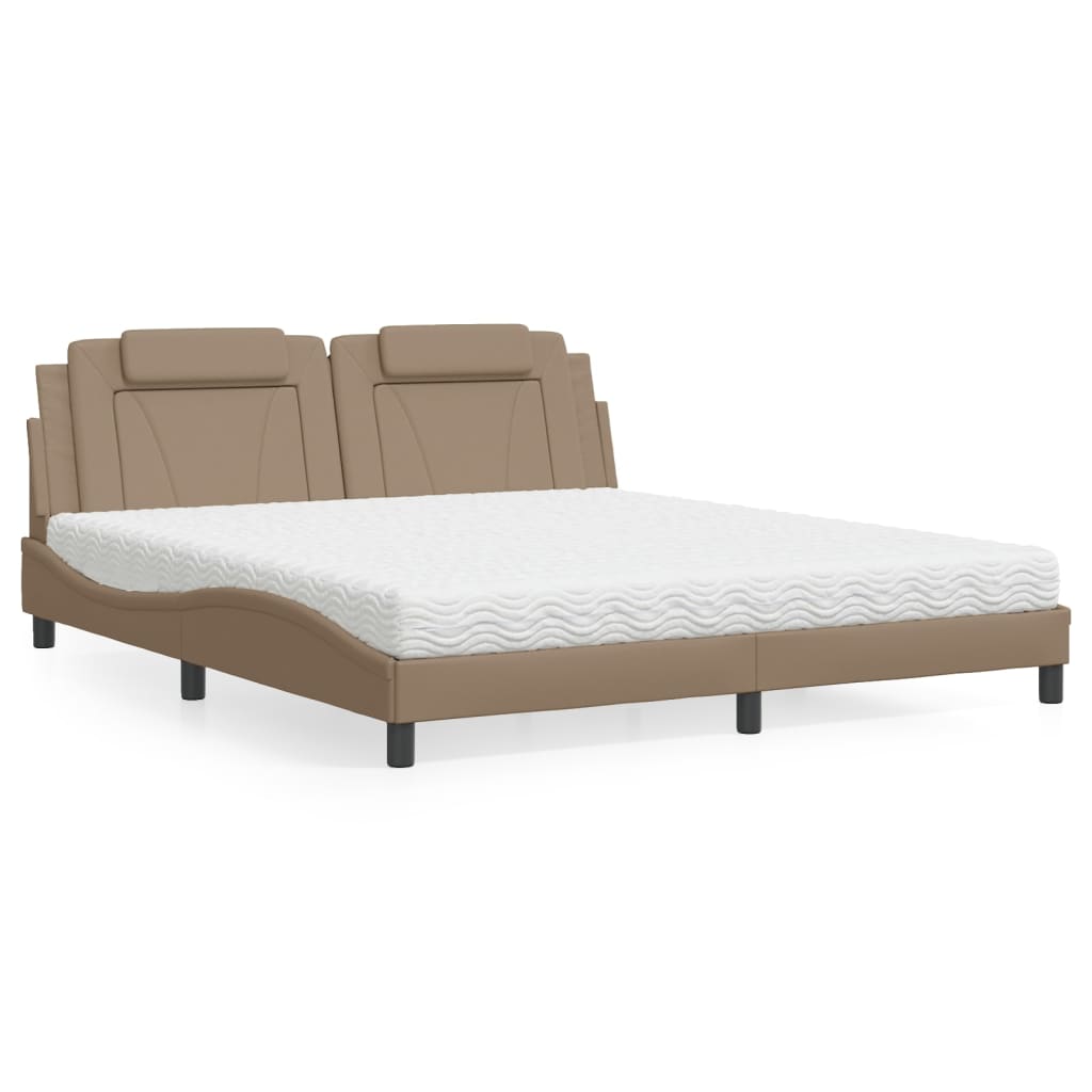 vidaXL Κρεβάτι Viana με Στρώμα Καπουτσίνο 180x200 εκ. Συνθ. Δέρμα
