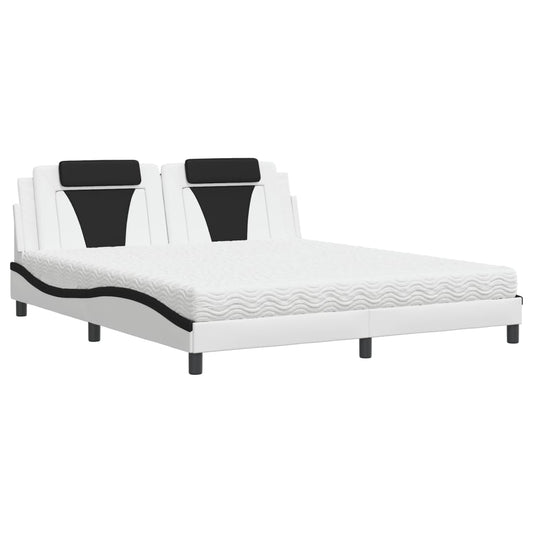 vidaXL Κρεβάτι Viana με Στρώμα Μαύρο/Λευκό 180x200 εκ. από Συνθετικό Δέρμα