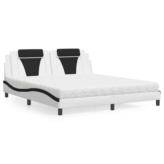 vidaXL Κρεβάτι Viana με Στρώμα Μαύρο/Λευκό 180x200 εκ. από Συνθετικό Δέρμα