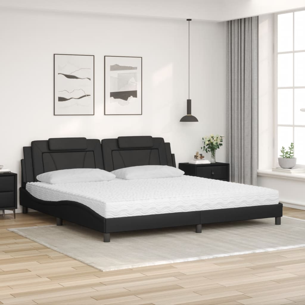 vidaXL Κρεβάτι Viana με Στρώμα Μαύρο 200x200 εκ. Συνθετικό Δέρμα