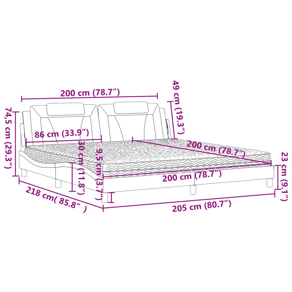 vidaXL Κρεβάτι Viana με Στρώμα Λευκό 200x200 εκ. Συνθετικό Δέρμα