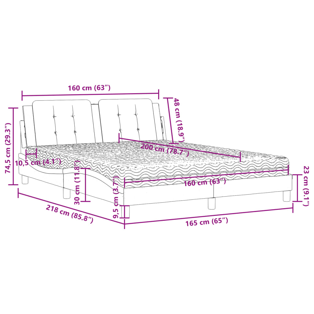 vidaXL Κρεβάτι με Στρώμα Zadar Γκρι 160x200 εκ. από Συνθετικό Δέρμα