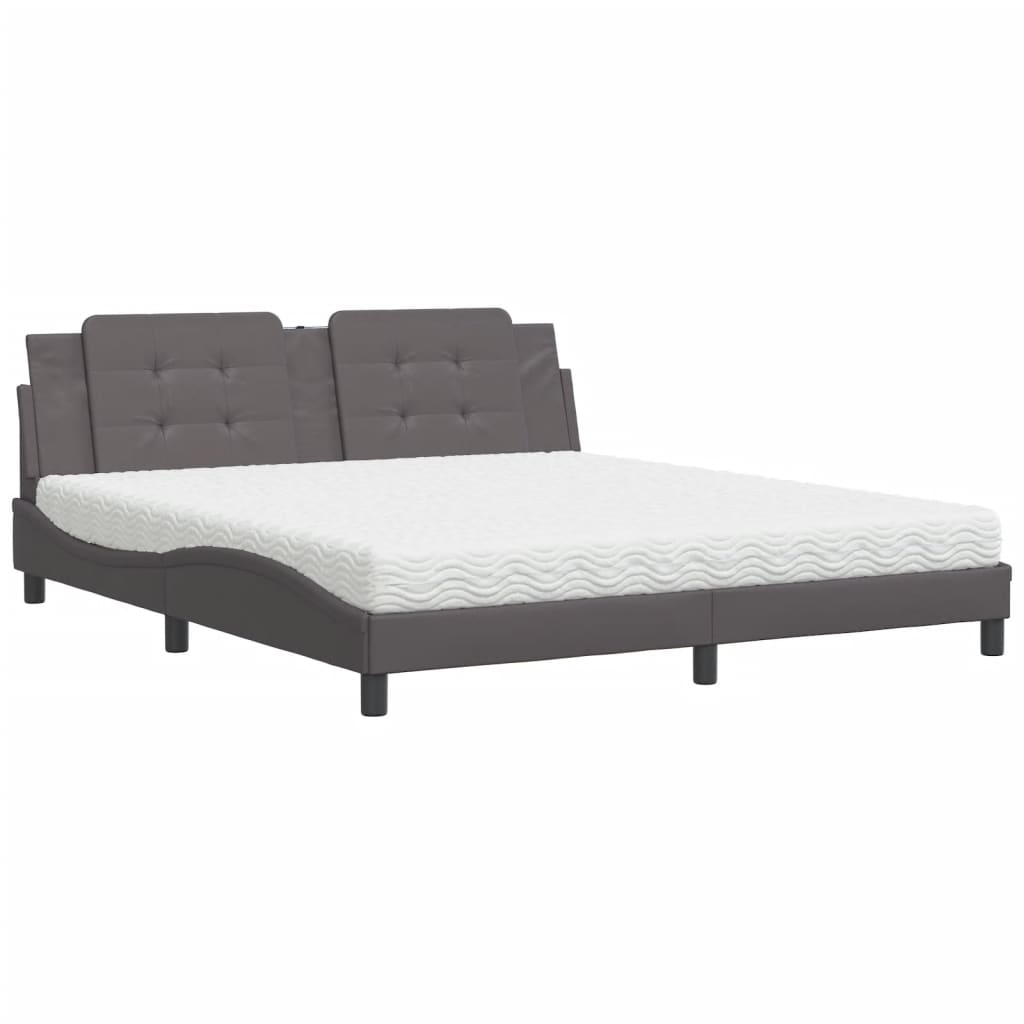 vidaXL Κρεβάτι με Στρώμα Zadar Γκρι 180x200 εκ. Συνθετικό Δέρμα