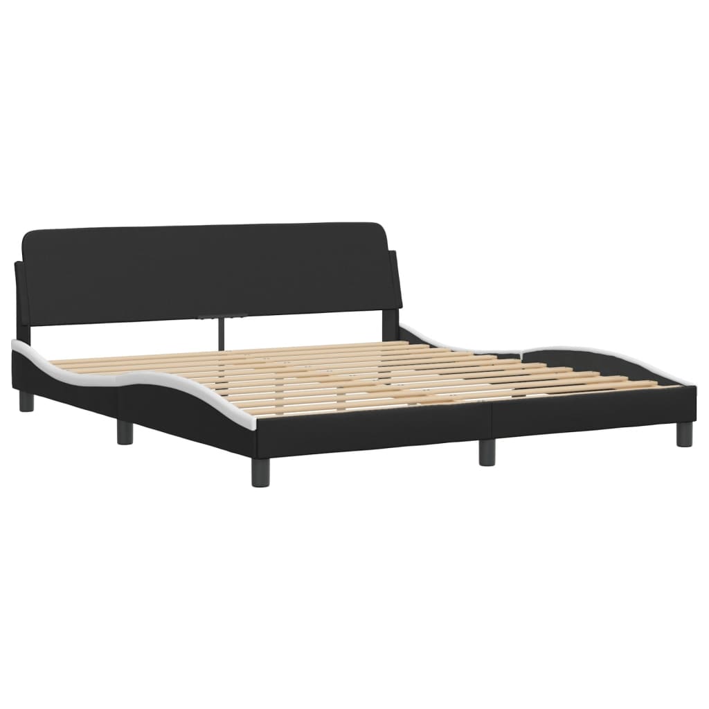 vidaXL Κρεβάτι με Στρώμα Zadar Μαύρο/Λευκό 180x200 εκ. από Συνθετικό δέρμα