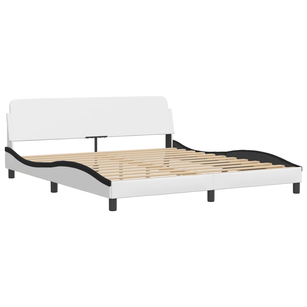 vidaXL Κρεβάτι με Στρώμα Zadar Μαύρο/Λευκό 180x200 εκ. από Συνθετικό Δέρμα