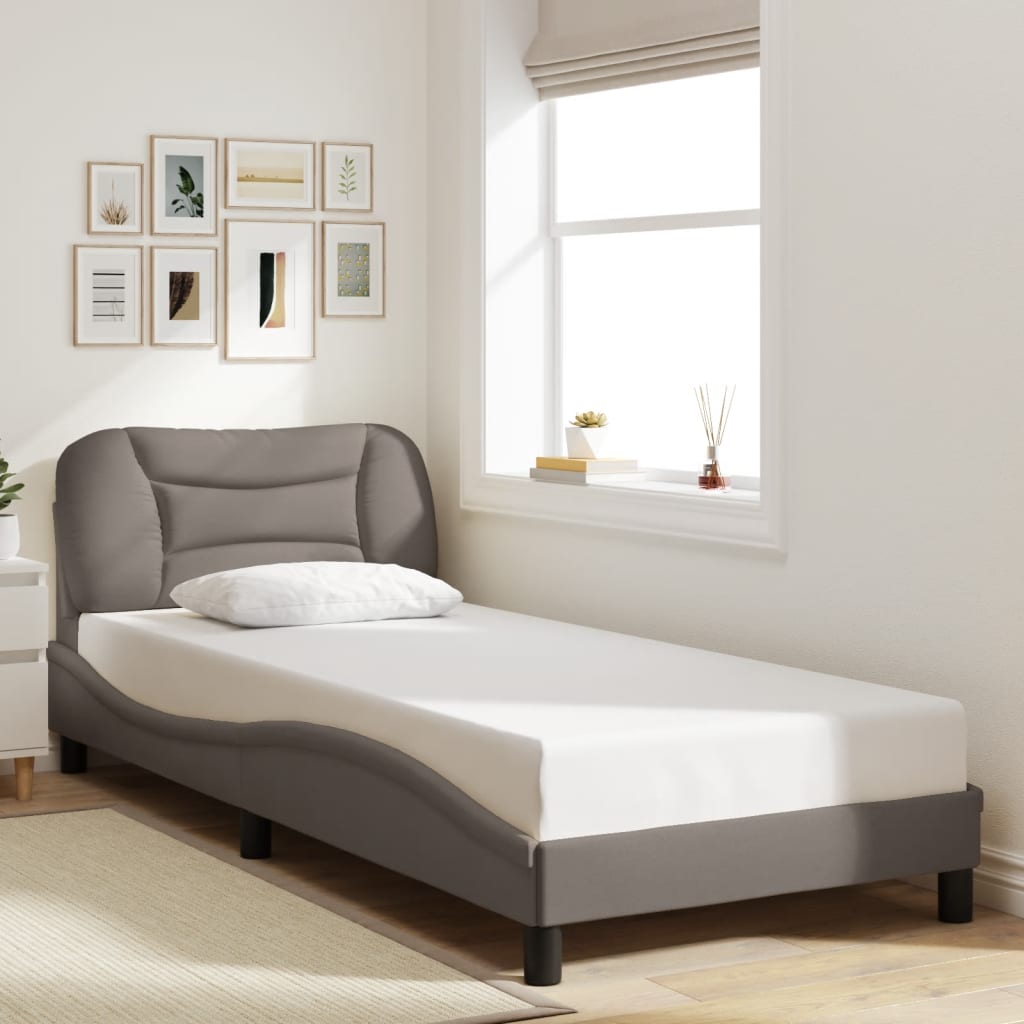 vidaXL Σκελετός Κρεβατιού με LED Χωρίς Στρώμα Hvar Taupe 90x190 εκ.