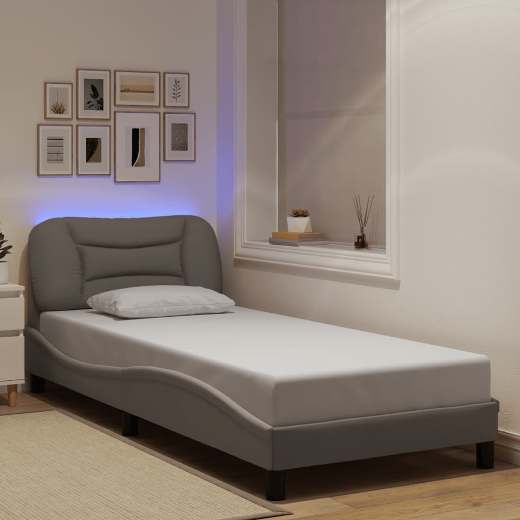 vidaXL Σκελετός Κρεβατιού με LED Χωρίς Στρώμα Hvar Taupe 90x190 εκ.