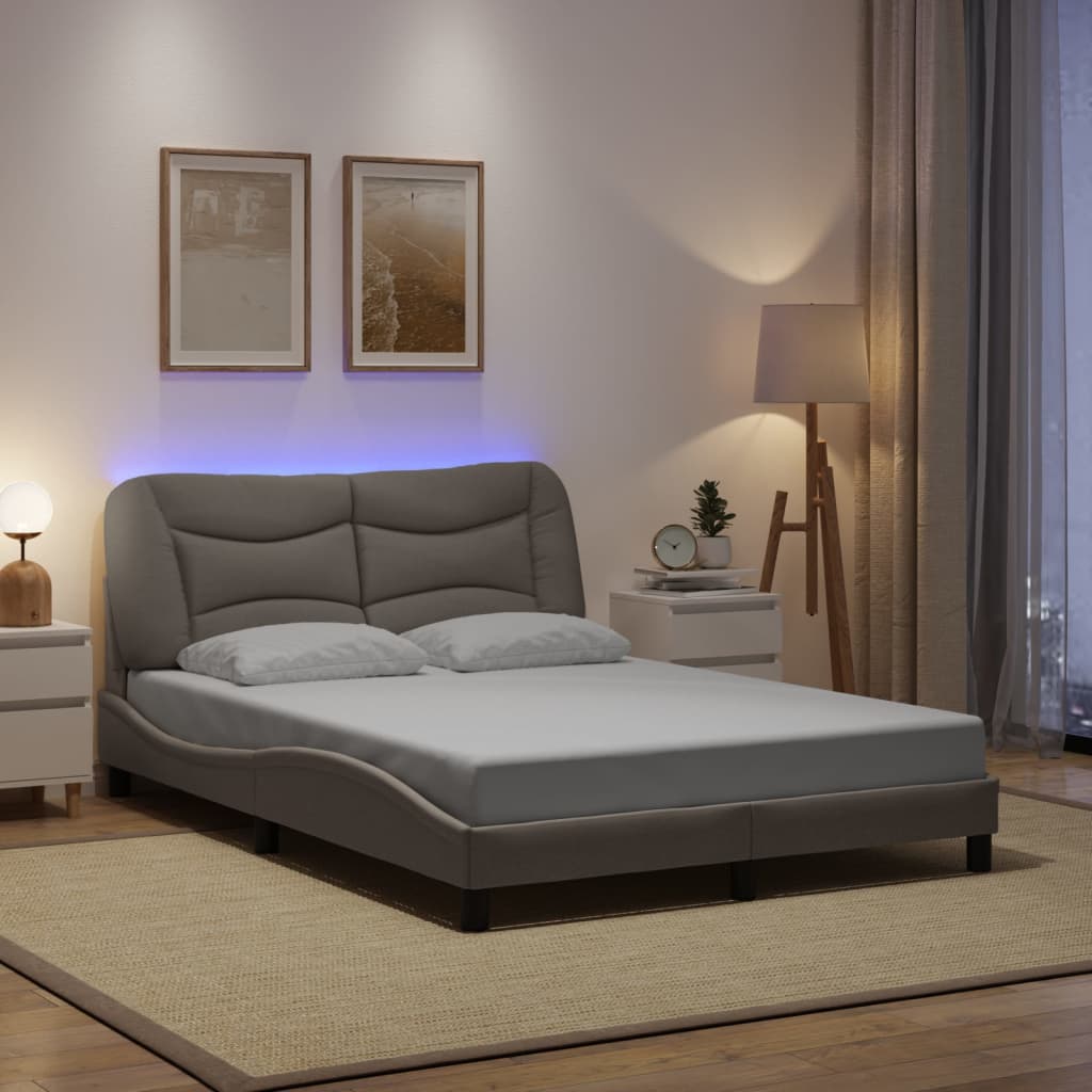 vidaXL Σκελετός Κρεβατιού με LED Χωρίς Στρώμα Hvar Taupe 120x200 εκ.
