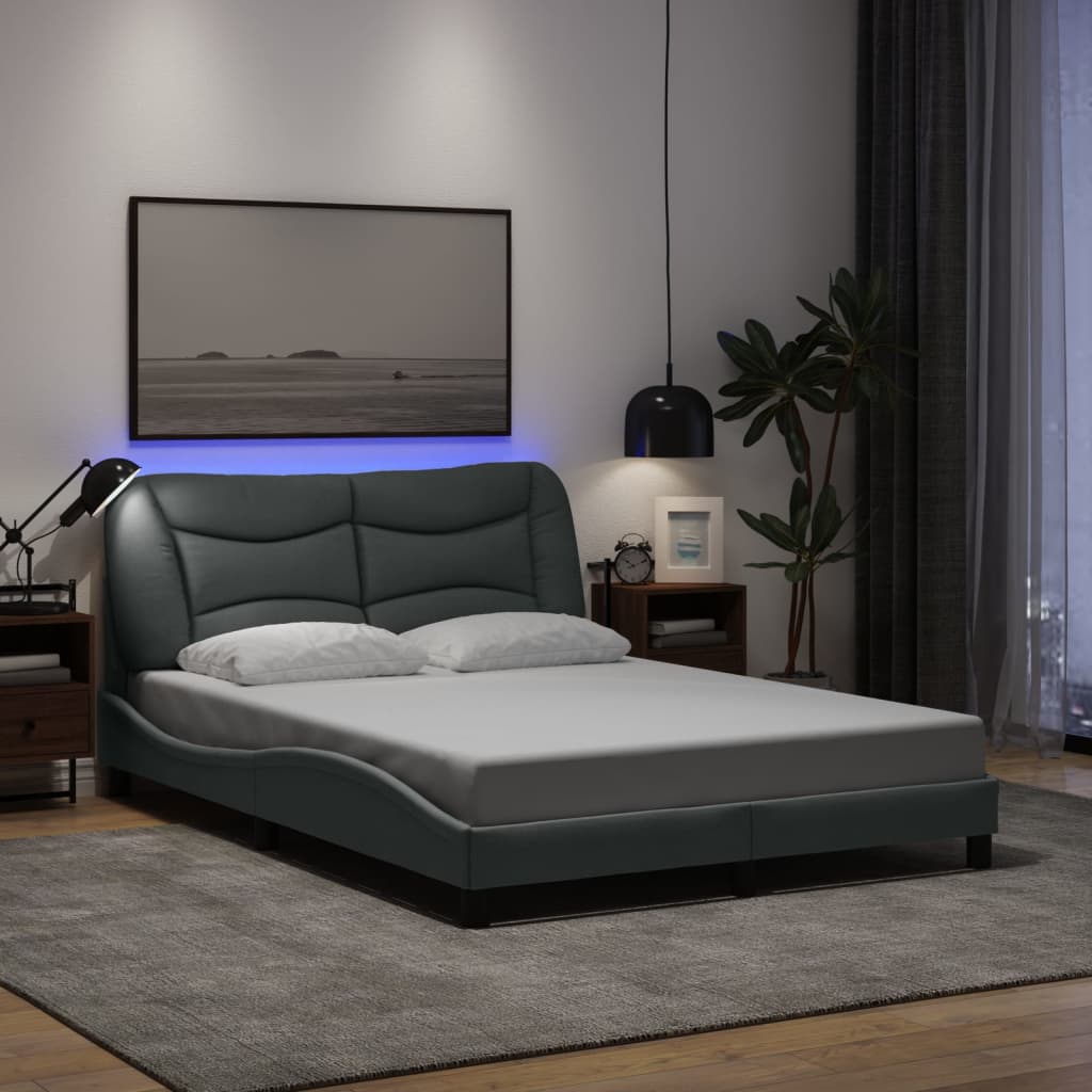 vidaXL Σκελετός Κρεβατιού με LED Χωρίς Στρώμα Hvar Αν. Γκρι 140x200 εκ.