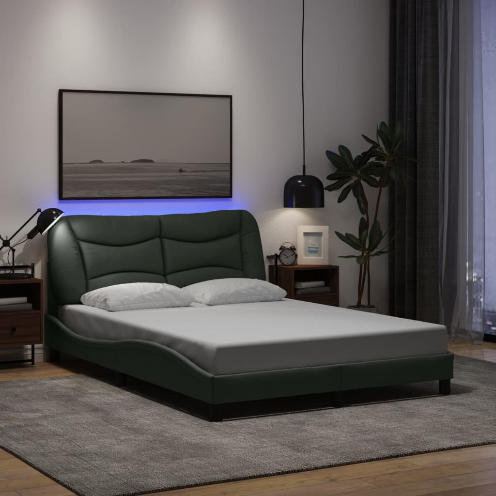 vidaXL Σκελετός Κρεβατιού με LED Χωρίς Στρώμα Hvar Γκρι 140x200 εκ.