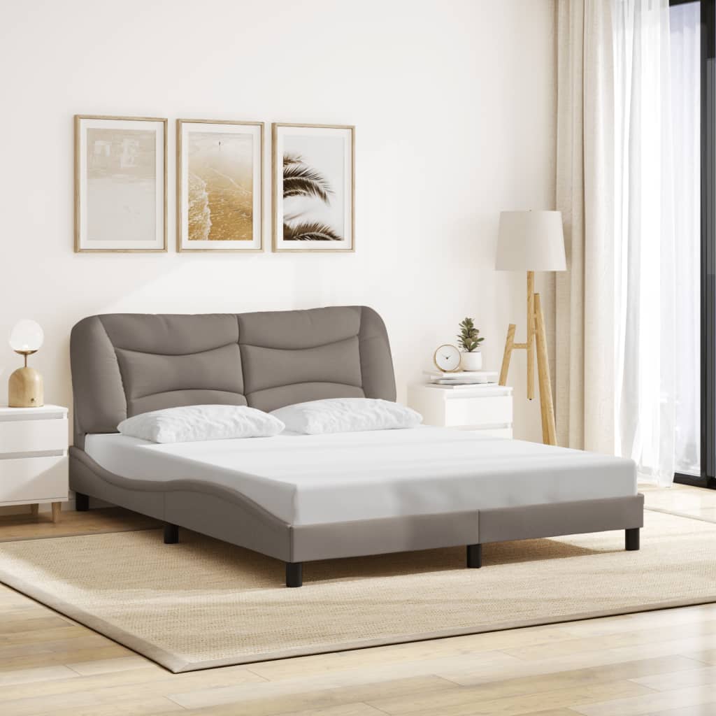 vidaXL Πλαίσιο κρεβατιού με LED χωρίς στρώμα Hvar Taupe 160x200 cm Ύφασμα
