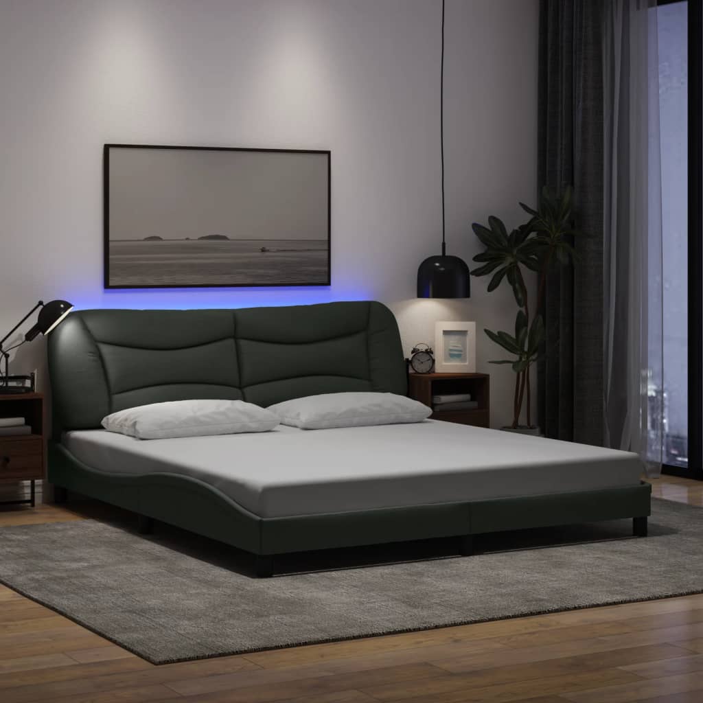 vidaXL Σκελετός Κρεβατιού με LED Χωρίς Στρώμα Hvar Σκ. Γκρι 180x200 εκ.