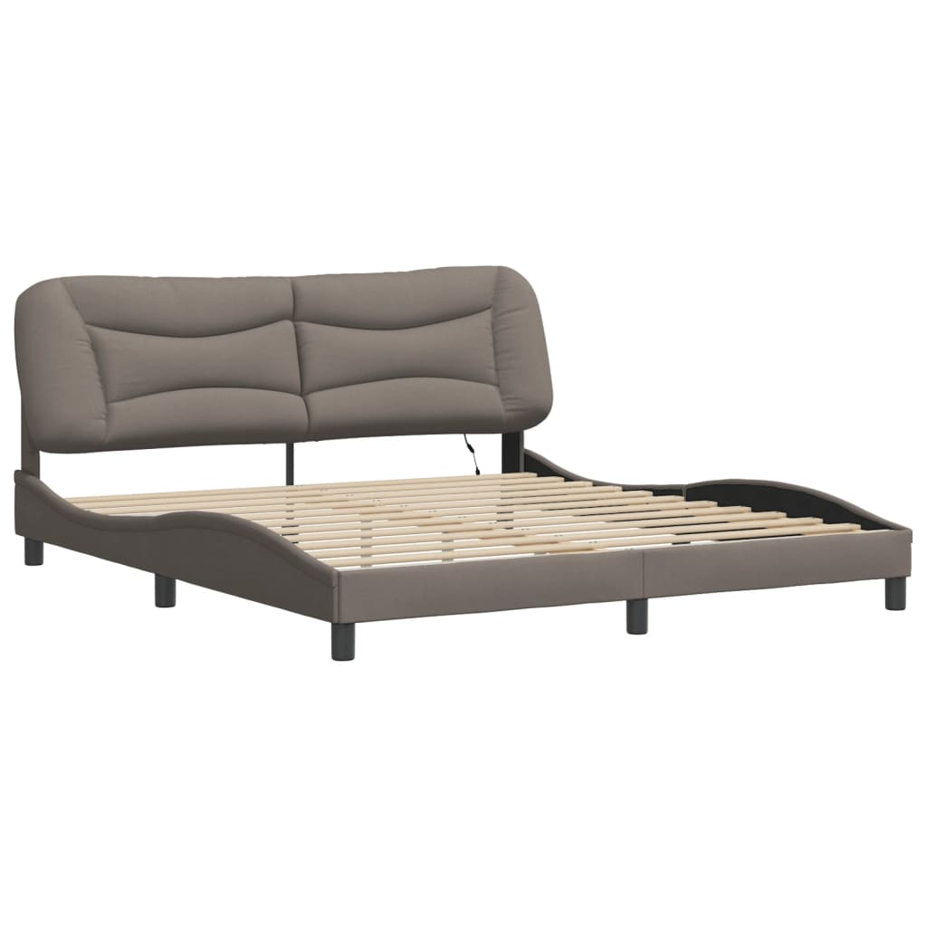 vidaXL Πλαίσιο κρεβατιού με LED χωρίς στρώμα Hvar Taupe 180x200 cm Ύφασμα