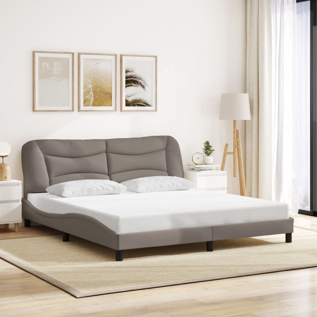 vidaXL Πλαίσιο κρεβατιού με LED χωρίς στρώμα Hvar Taupe 180x200 cm Ύφασμα