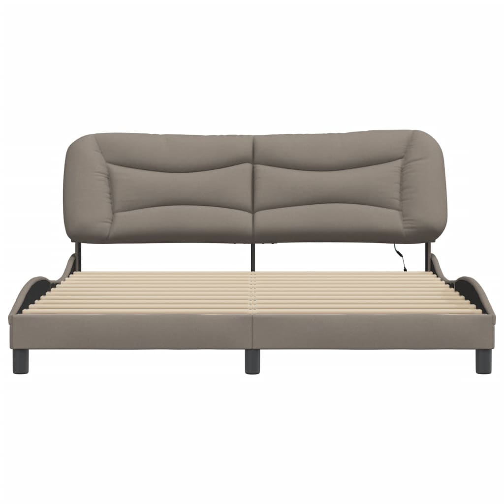 vidaXL Πλαίσιο κρεβατιού με LED χωρίς στρώμα Hvar Taupe 180x200 cm Ύφασμα