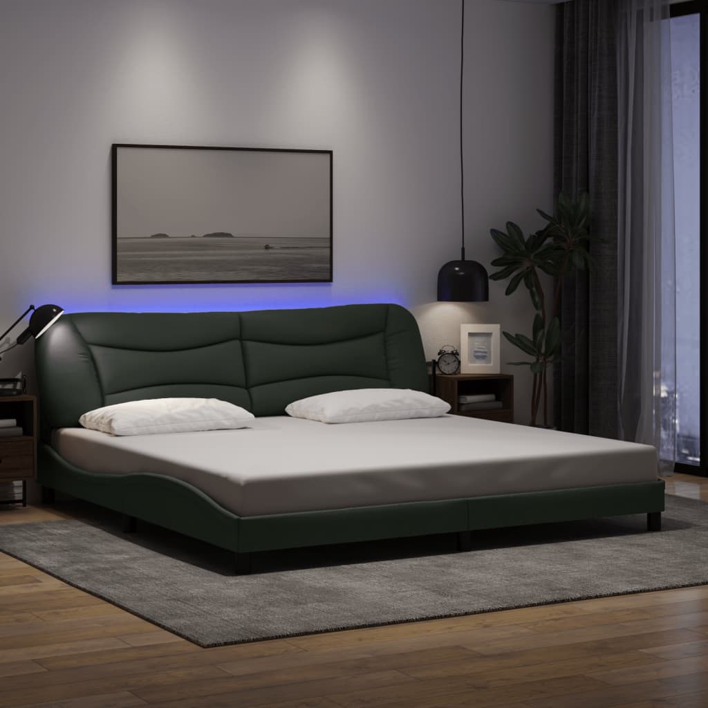 vidaXL Σκελετός Κρεβατιού με LED Χωρίς Στρώμα Hvar Σκ. Γκρι 200x200 εκ.