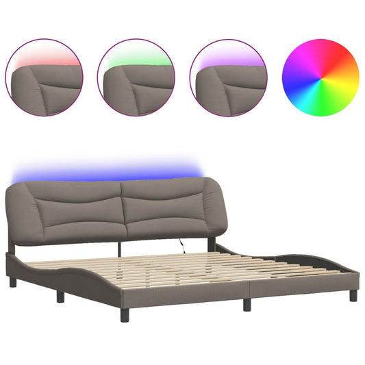 vidaXL Πλαίσιο κρεβατιού με LED χωρίς στρώμα Hvar Taupe 200x200 εκ. Υφασμάτινο