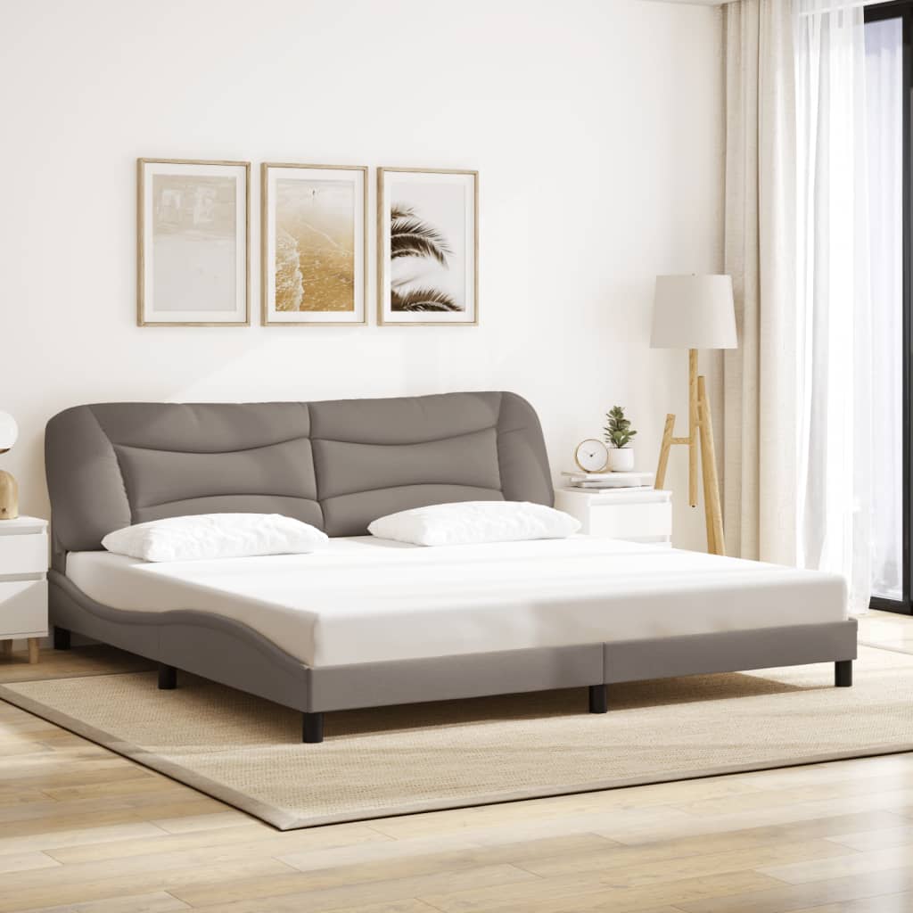 vidaXL Πλαίσιο κρεβατιού με LED χωρίς στρώμα Hvar Taupe 200x200 εκ. Υφασμάτινο