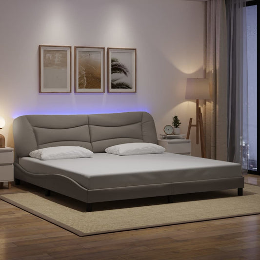 vidaXL Πλαίσιο κρεβατιού με LED χωρίς στρώμα Hvar Taupe 200x200 εκ. Υφασμάτινο