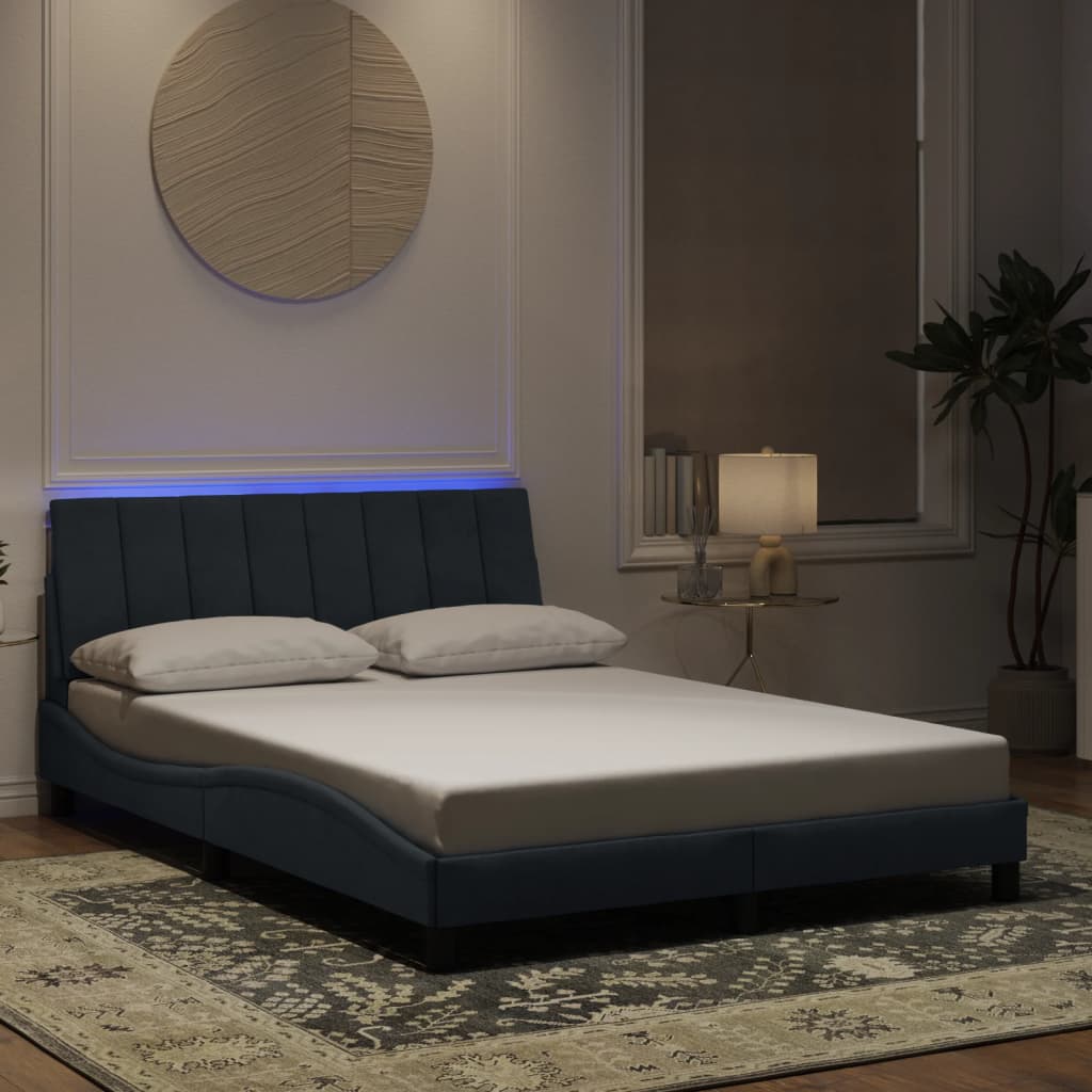 vidaXL Πλαίσιο Κρεβατιού με LED χωρίς Στρώμα Hanko Σκούρο Γκρι 120x200 εκ. Βελούδινο