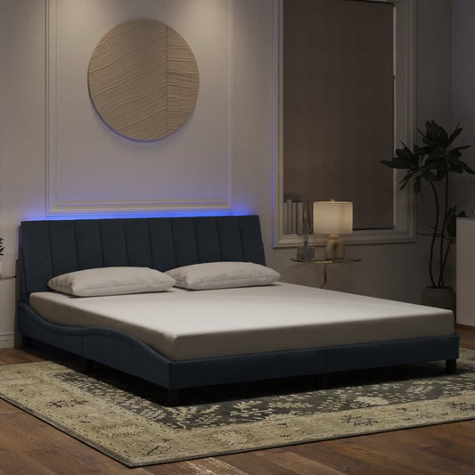 vidaXL Πλαίσιο Κρεβατιού με LED χωρίς Στρώμα Hanko Σκούρο Γκρι 180x200 εκ. Βελούδινο