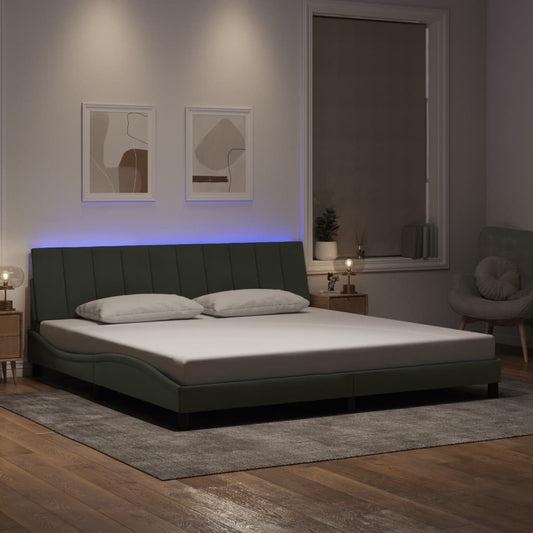 vidaXL Πλαίσιο Κρεβατιού με LED χωρίς Στρώμα Hanko Ανοιχτό Γκρι 200x200 εκ. Βελούδινο