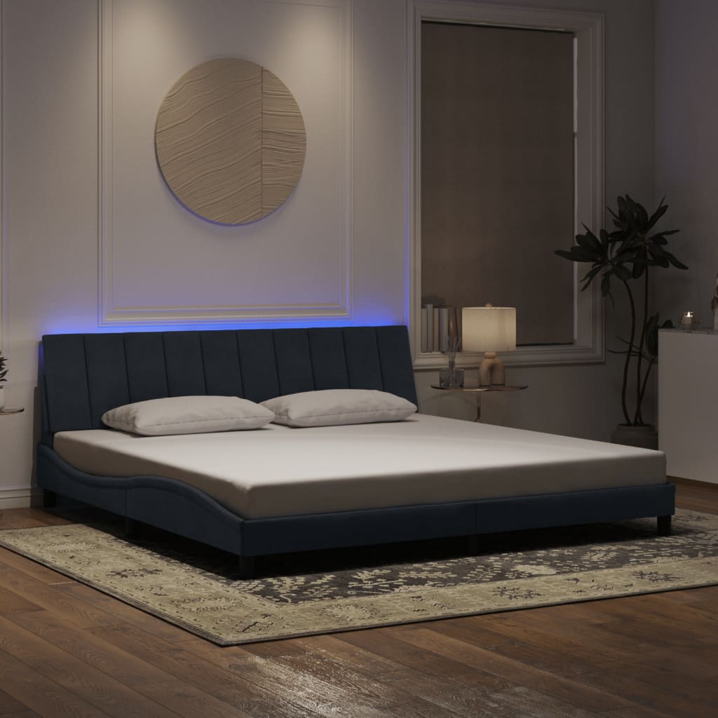 vidaXL Πλαίσιο Κρεβατιού με LED χωρίς Στρώμα Hanko Σκούρο Γκρι 200x200 εκ. Βελούδινο