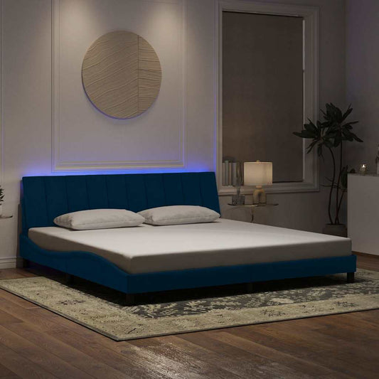 vidaXL Πλαίσιο Κρεβατιού με LED χωρίς Στρώμα Hanko Μπλε 200x200 εκ. Βελούδινο