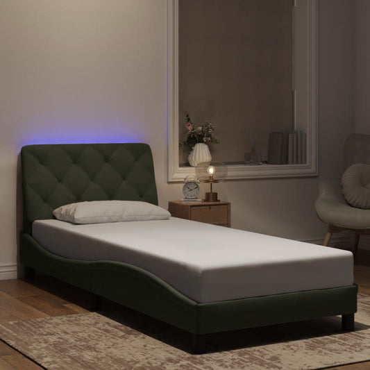 vidaXL Πλαίσιο κρεβατιού με LED χωρίς στρώμα Ανοιχτό Γκρι 90x190 εκ. Βελούδινο