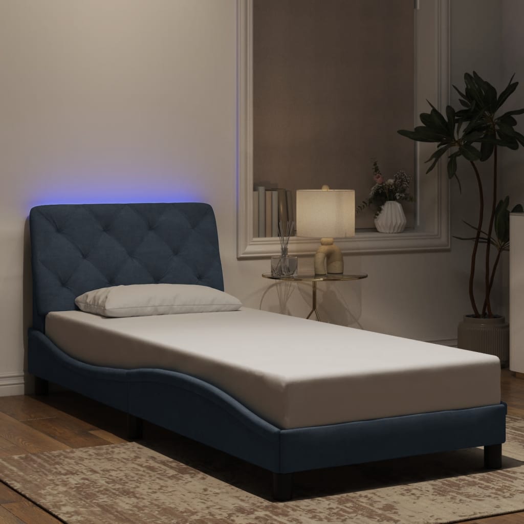 vidaXL Πλαίσιο κρεβατιού με LED χωρίς στρώμα Σκούρο Γκρι 90x190 εκ. Βελούδινο