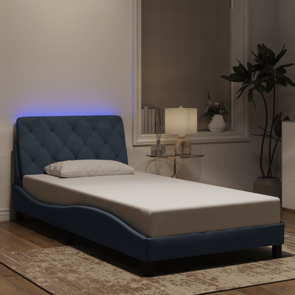 vidaXL Πλαίσιο κρεβατιού με LED χωρίς στρώμα Σκούρο Γκρι 100x200 εκ. Βελούδινο