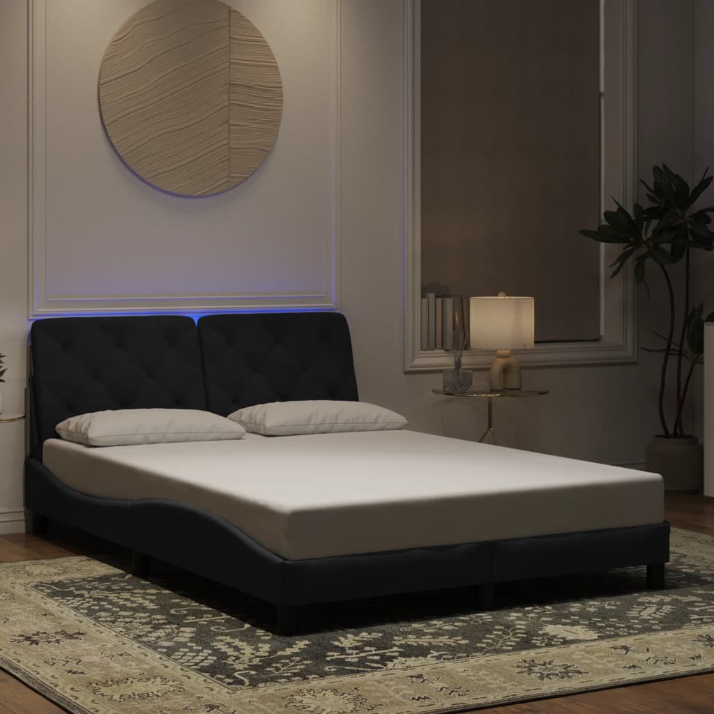 vidaXL Πλαίσιο κρεβατιού με LED χωρίς στρώμα Μαύρο 120 x 200 εκ. Βελούδινο