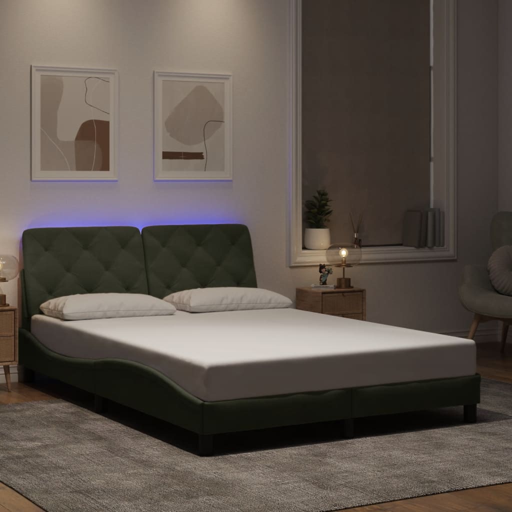 vidaXL Πλαίσιο κρεβατιού με LED χωρίς στρώμα Ανοιχτό Γκρι 140x190 εκ. Βελούδινο