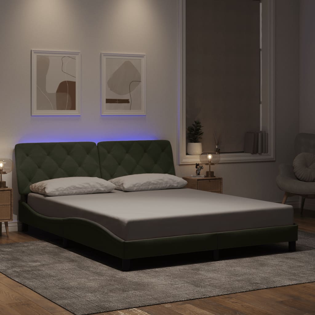 vidaXL Πλαίσιο κρεβατιού με LED χωρίς στρώμα Ανοιχτό Γκρι 160x200 εκ. Βελούδινο