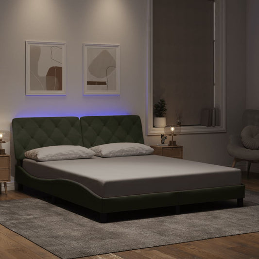 vidaXL Πλαίσιο κρεβατιού με LED χωρίς στρώμα Ανοιχτό Γκρι 160x200 εκ. Βελούδινο