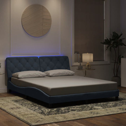 vidaXL Πλαίσιο κρεβατιού με LED χωρίς στρώμα Σκούρο Γκρι 160x200 εκ. Βελούδινο