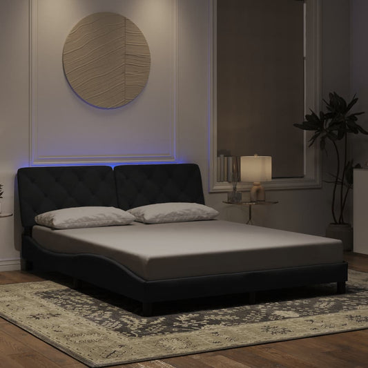 vidaXL Πλαίσιο κρεβατιού με LED χωρίς στρώμα Μαύρο 160 x 200 εκ. Βελούδινο