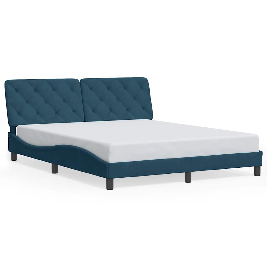 vidaXL Πλαίσιο κρεβατιού με LED χωρίς στρώμα Μπλε 160x200 εκ. Βελούδινο