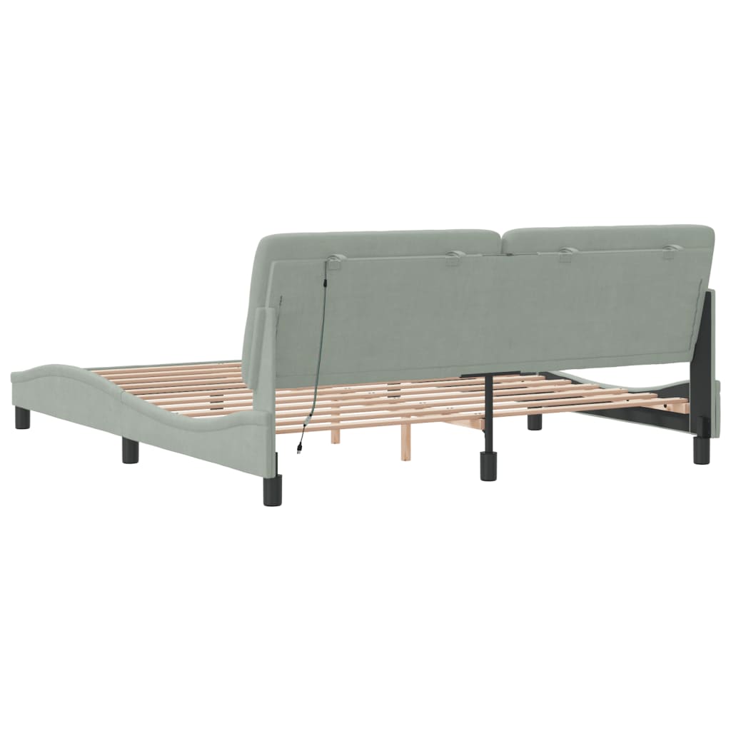 vidaXL Πλαίσιο Κρεβατιού με LED Ανοιχτό Γκρι 180x200 εκ. Βελούδινο