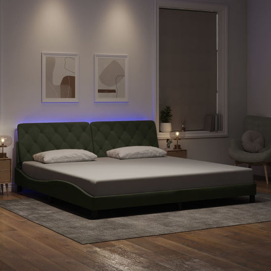 vidaXL Πλαίσιο κρεβατιού με LED χωρίς στρώμα Ανοιχτό Γκρι 200x200 εκ. Βελούδινο